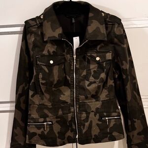 White House Black Market Jacket Xl Green Camo Full Zip